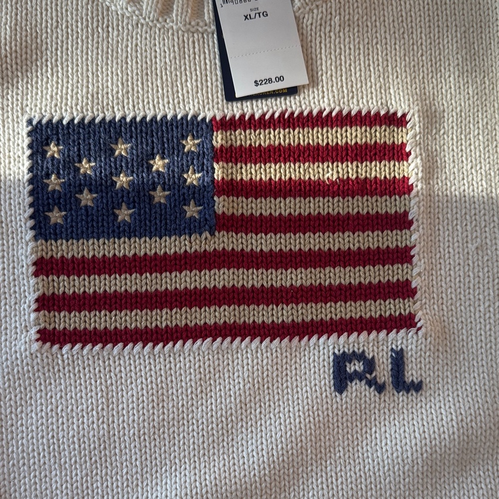 NWT Ralph Lauren Women’s Flag Cotton Crewneck Sweater (XL) - Picture 3 of 7